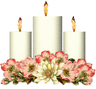 three candles with flowers